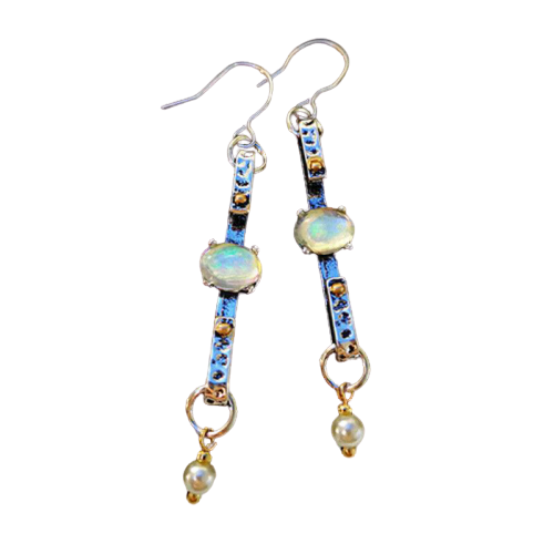 SHAWNA Silver Hammered Moonstone Drops