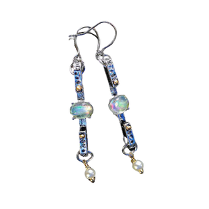 SHAWNA Silver Hammered Moonstone Drops