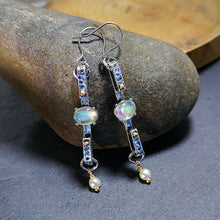 Load image into Gallery viewer, SHAWNA Silver Hammered Moonstone Drops
