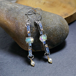 SHAWNA Silver Hammered Moonstone Drops