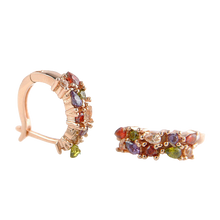 Load image into Gallery viewer, FLORA Rose Gold Crystal Huggie Hoops
