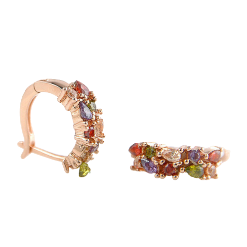 FLORA Rose Gold Crystal Huggie Hoops