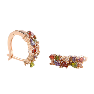 FLORA Rose Gold Crystal Huggie Hoops