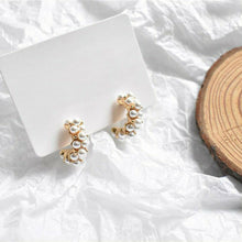 Load image into Gallery viewer, EMMA Pearl-Studded 14K Goldplate Huggie Hoop Earrings
