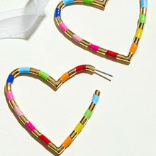 Load image into Gallery viewer, GOLDIE Rainbow Heart Hoops
