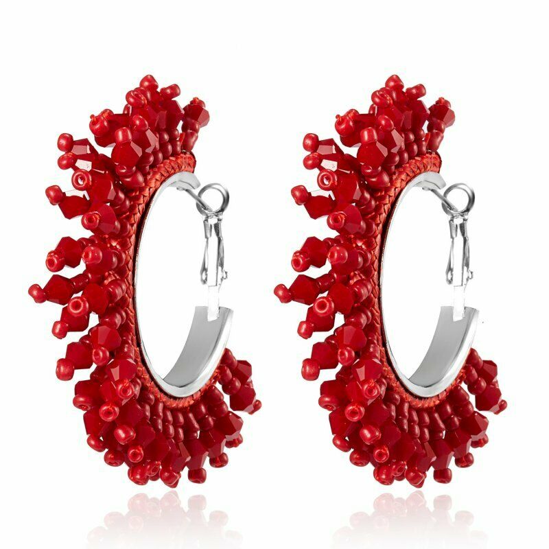 CORALIA Scarlet Crystal Hoops