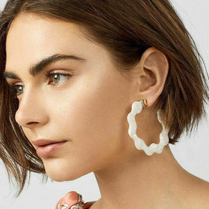 CHLOE White Scalloped Shell Hoops